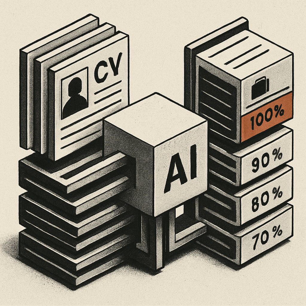 Isometric view of the Jobrods matching pipeline turning CVs into ranked job matches